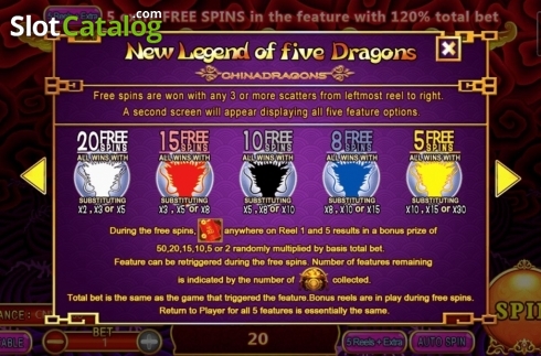 Οθόνη5. New Legend of 5 Dragons Κουλοχέρης