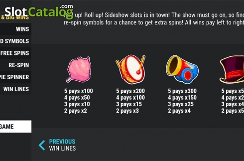 Οθόνη5. Sideshow Slots Κουλοχέρης