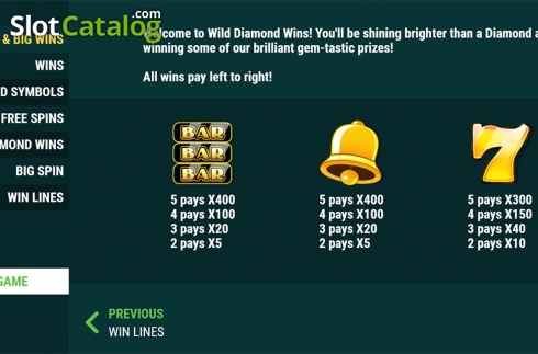 Οθόνη5. Wild Diamond Wins Κουλοχέρης