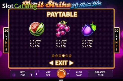 Οθόνη7. Fruit Strike: 20 Multi Win Κουλοχέρης