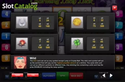 Οθόνη3. Charming Lady Luck Κουλοχέρης 
