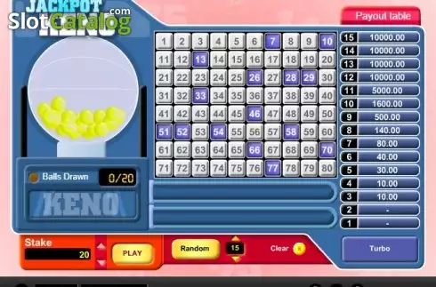 Οθόνη3. Jackpot Keno Κουλοχέρης