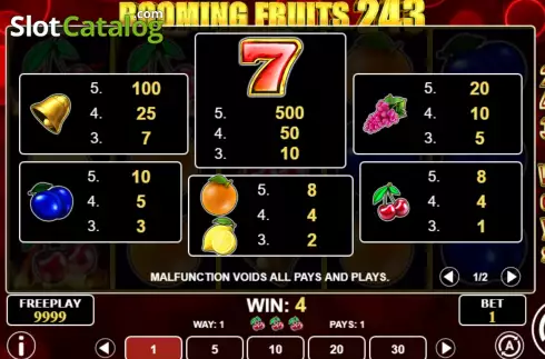 Οθόνη5. Booming Fruits 243 Κουλοχέρης