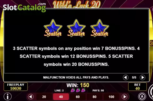 Οθόνη9. Wild'n Luck 20 Κουλοχέρης
