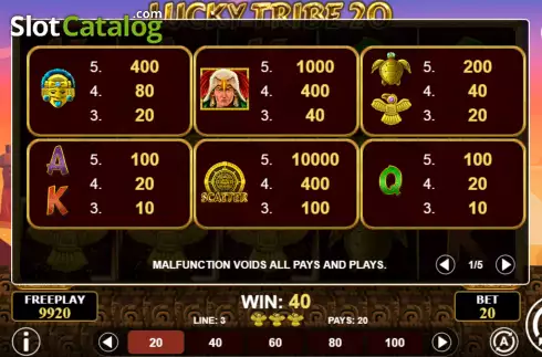 Οθόνη5. Lucky Tribe 20 Κουλοχέρης