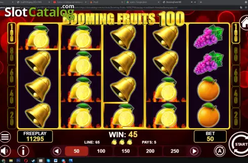 Οθόνη5. Booming Fruits 100 Κουλοχέρης
