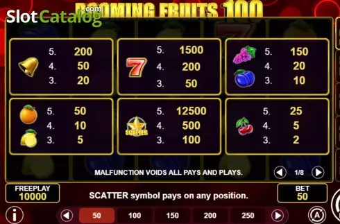 Οθόνη7. Booming Fruits 100 Κουλοχέρης