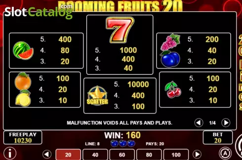 Οθόνη6. Booming Fruits 20 Κουλοχέρης
