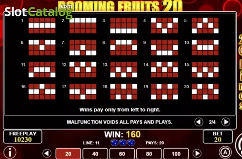 Οθόνη7. Booming Fruits 20 Κουλοχέρης