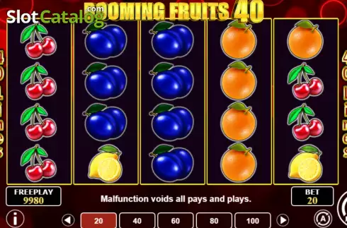 Οθόνη2. Booming Fruits 40 Κουλοχέρης