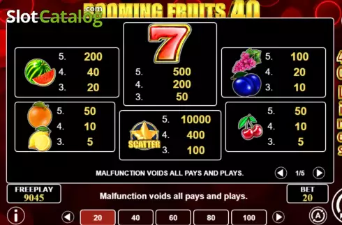 Οθόνη5. Booming Fruits 40 Κουλοχέρης