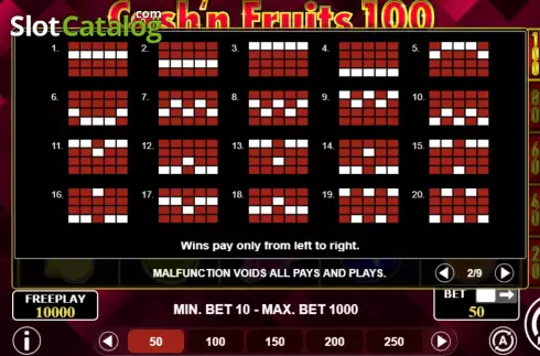 Οθόνη6. Cash'n Fruits 100 Κουλοχέρης