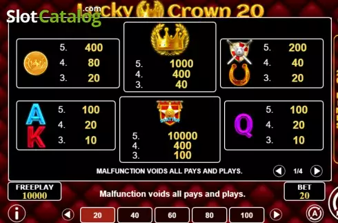 Οθόνη6. Lucky Crown 20 Κουλοχέρης