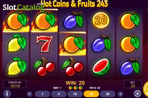 Οθόνη5. Hot Coins & Fruits 243 Κουλοχέρης 