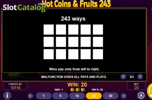 Οθόνη8. Hot Coins & Fruits 243 Κουλοχέρης 