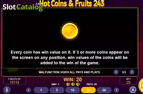 Οθόνη9. Hot Coins & Fruits 243 Κουλοχέρης 