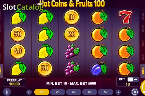 Οθόνη2. Hot Coins & Fruits 100 Κουλοχέρης