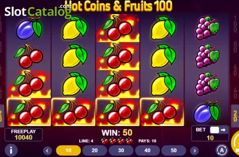 Οθόνη3. Hot Coins & Fruits 100 Κουλοχέρης