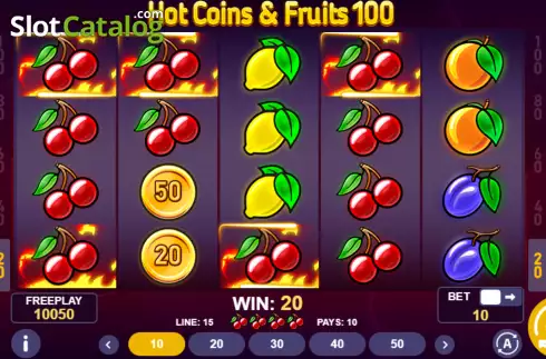 Οθόνη4. Hot Coins & Fruits 100 Κουλοχέρης