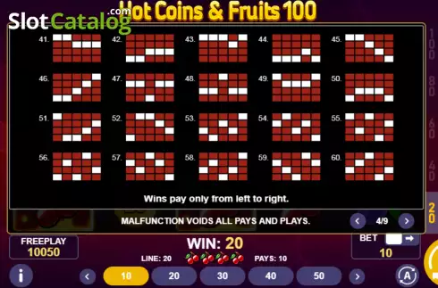 Οθόνη8. Hot Coins & Fruits 100 Κουλοχέρης