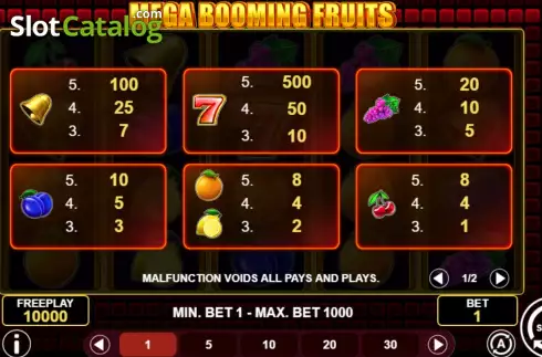 Οθόνη5. Mega Booming Fruits Κουλοχέρης