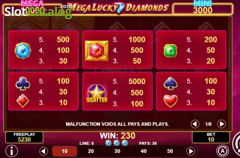 Οθόνη5. Mega Lucky Diamonds Κουλοχέρης 