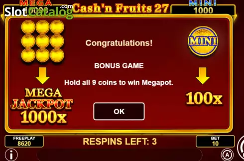 Οθόνη6. Cash'n Fruits 27 Hold And Win Κουλοχέρης 