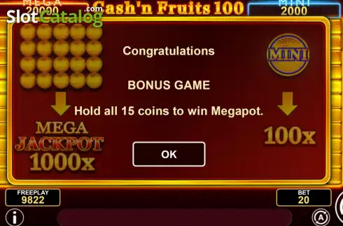 Οθόνη5. Cash'n Fruits 100 Hold & Win Κουλοχέρης