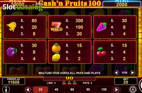 Οθόνη8. Cash'n Fruits 100 Hold & Win Κουλοχέρης