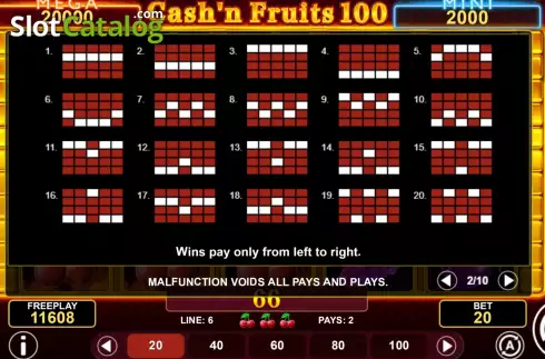 Οθόνη9. Cash'n Fruits 100 Hold & Win Κουλοχέρης