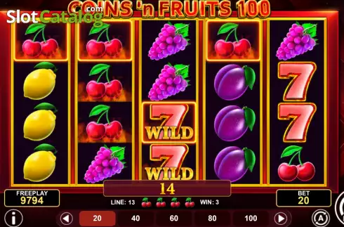 Οθόνη3. Coins'n Fruits 100 Κουλοχέρης