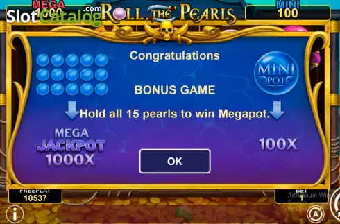 Οθόνη3. Roll The Pearls Hold & Win Κουλοχέρης