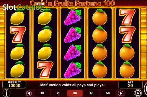 Οθόνη2. Cash'n Fruits Fortune 100 Κουλοχέρης