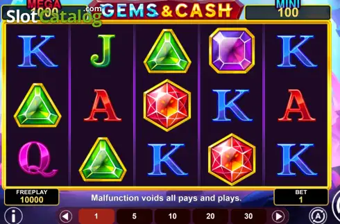 Οθόνη2. Gems and Cash Win Spins Κουλοχέρης