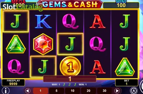 Οθόνη3. Gems and Cash Win Spins Κουλοχέρης