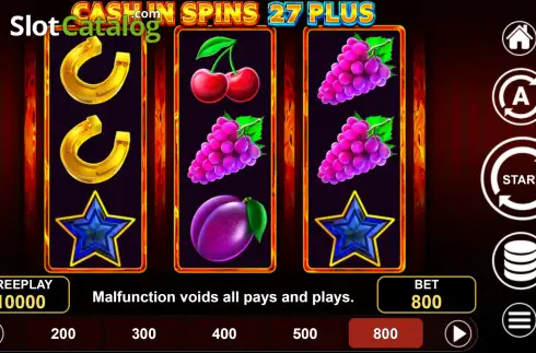 Οθόνη2. Cash'n Spins 27 Plus Κουλοχέρης