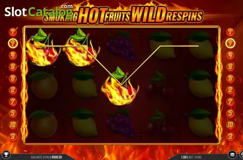 Οθόνη3. Smoking Hot Fruits Wild Respins Κουλοχέρης