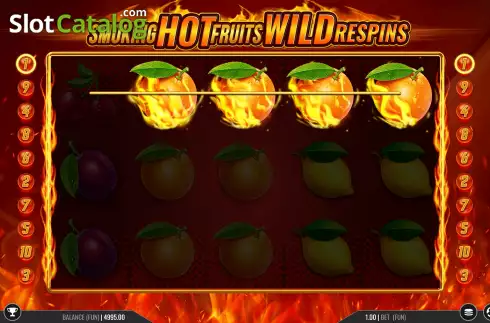 Οθόνη4. Smoking Hot Fruits Wild Respins Κουλοχέρης