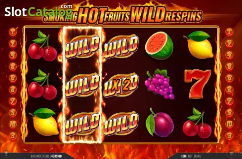 Οθόνη5. Smoking Hot Fruits Wild Respins Κουλοχέρης