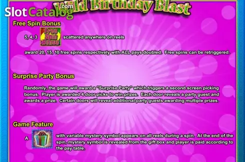 Πίνακας πληρωμών 3. Wild Birthday Blast Κουλοχέρης 