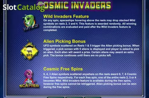Πίνακας πληρωμών 2. Cosmic Invaders Κουλοχέρης