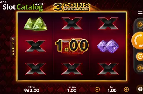 Οθόνη5. 3 Coins Hold and Win Κουλοχέρης