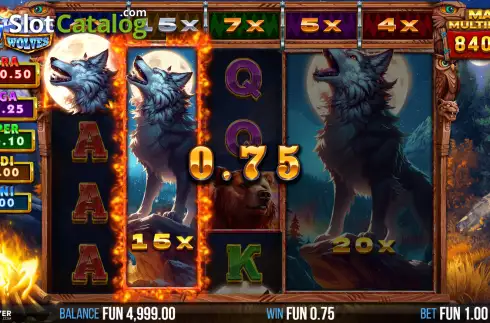 Οθόνη3. 5 Wild Wolves Κουλοχέρης 
