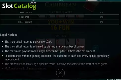 Οθόνη9. Caribbean Poker (7777 Gaming) Κουλοχέρης
