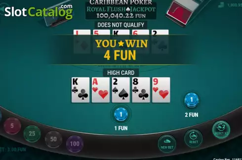 Οθόνη3. Caribbean Poker Royal Flush Jackpot Κουλοχέρης 