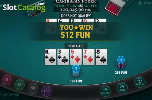 Οθόνη4. Caribbean Poker Royal Flush Jackpot Κουλοχέρης 