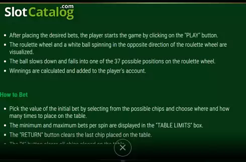 Οθόνη6. European Roulette (7777 Gaming) Κουλοχέρης