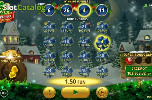 Οθόνη4. Lucky Clovers Christmas Κουλοχέρης 
