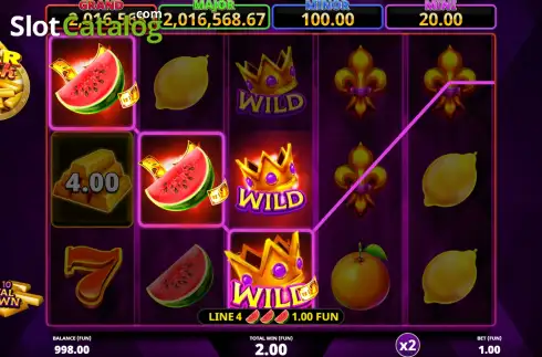 Οθόνη3. Cash 10 Royal Crown Bar Link Κουλοχέρης