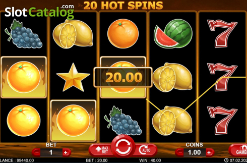 Οθόνη4. 20 Hot Spins Κουλοχέρης